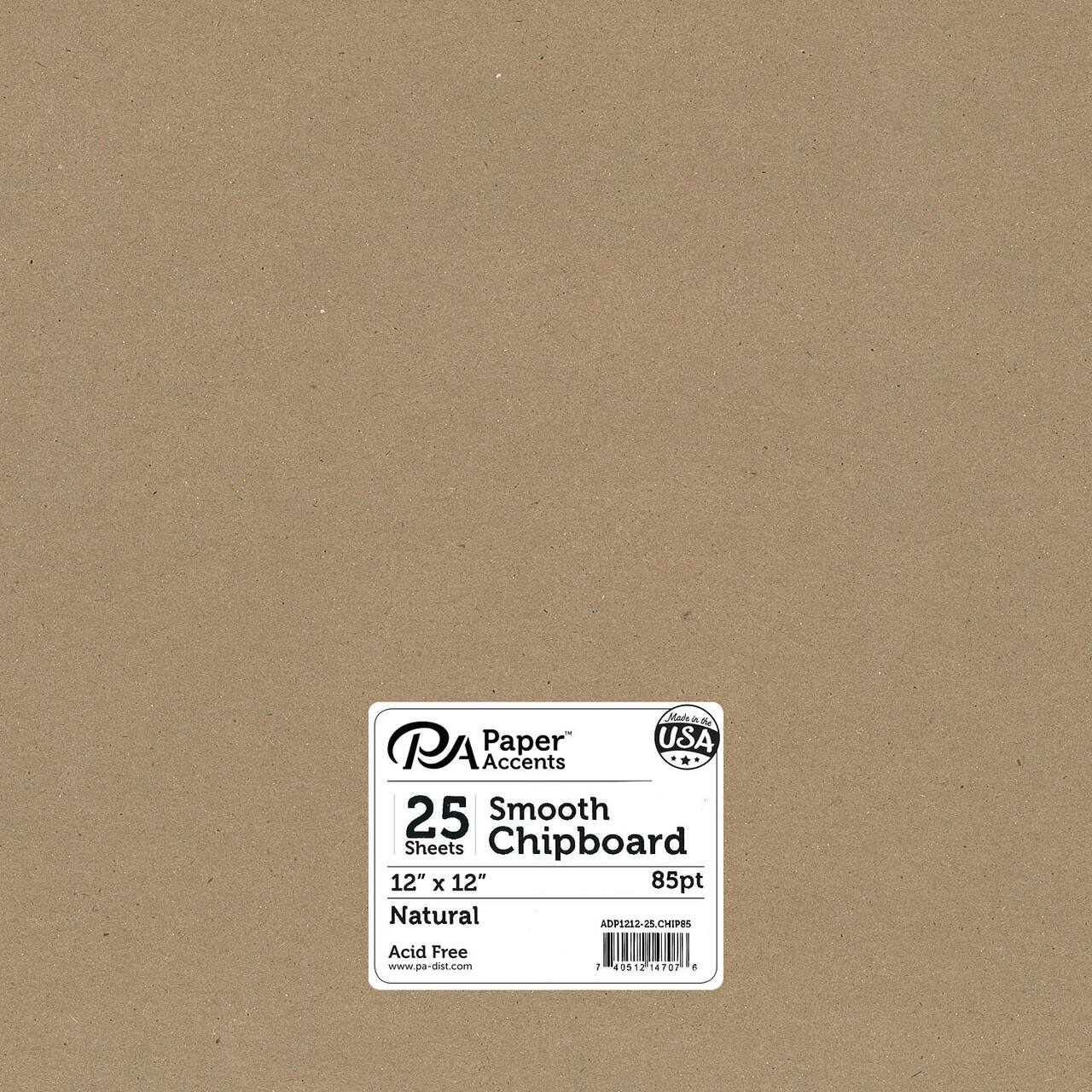 PA Paper&#x2122; Accents Natural 12&#x22; x 12&#x22; 85pt. Heavy Chipboard, 25 Sheets